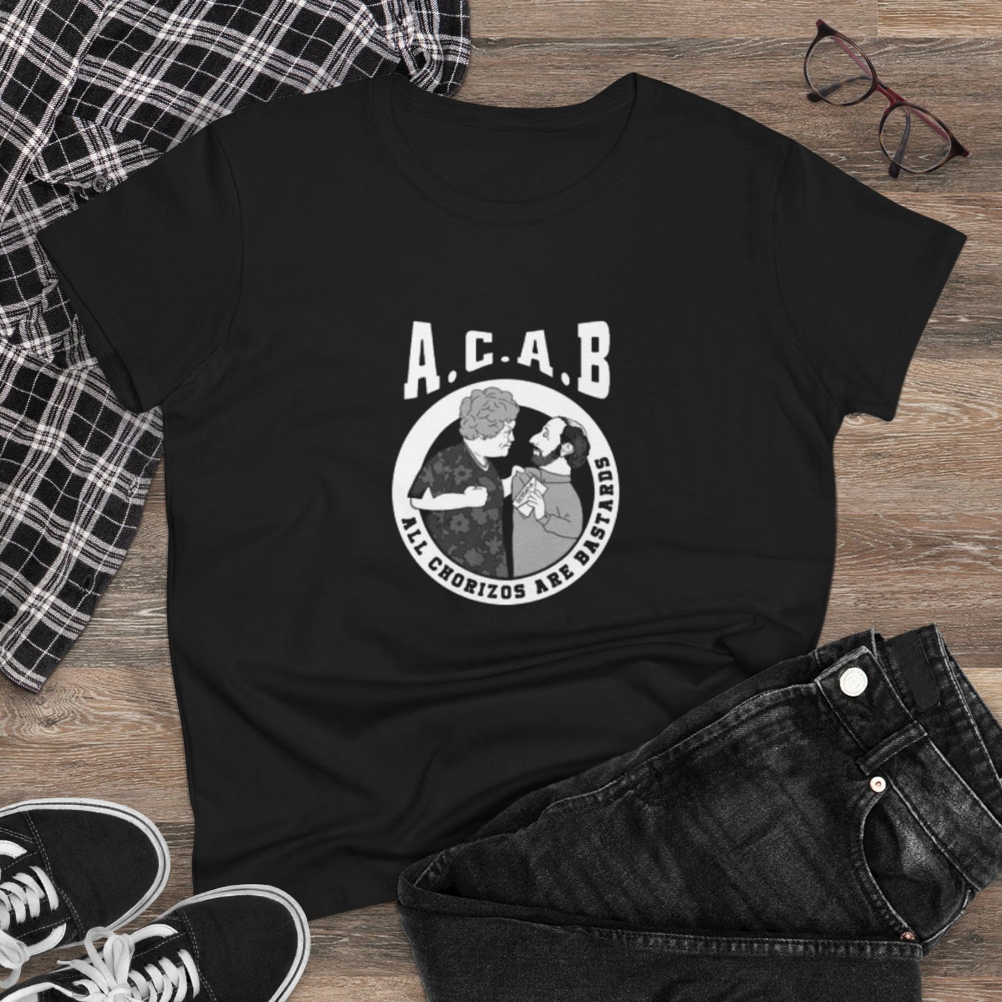 Camiseta de algodón de peso medio para mujer "todos los chorizos son unos bastardos. estilo vintage