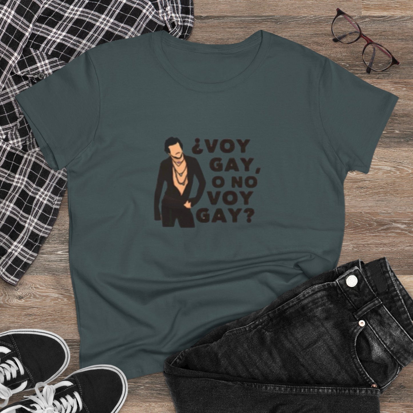 Camiseta Con Frase Personalziada de Carlos Aqui no hay quien viva "Voy Gay o no Voy Gay