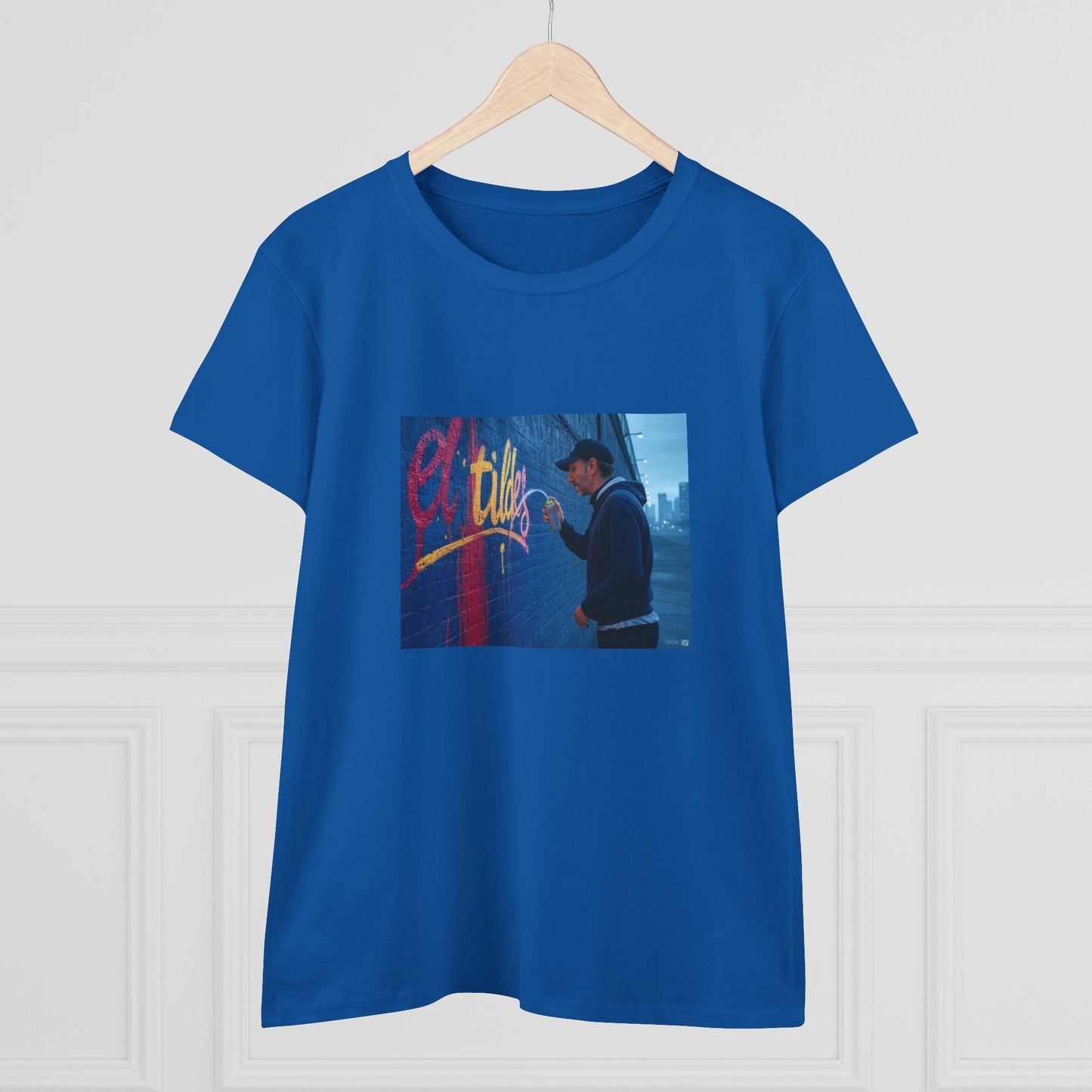 Camiseta de mujer con grafiti urbano, El Tildes estilo vintage