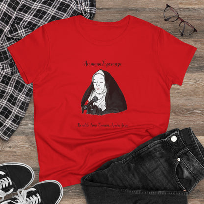Camiseta para mujer con gráfico de la hermana esperanza estilo vintage