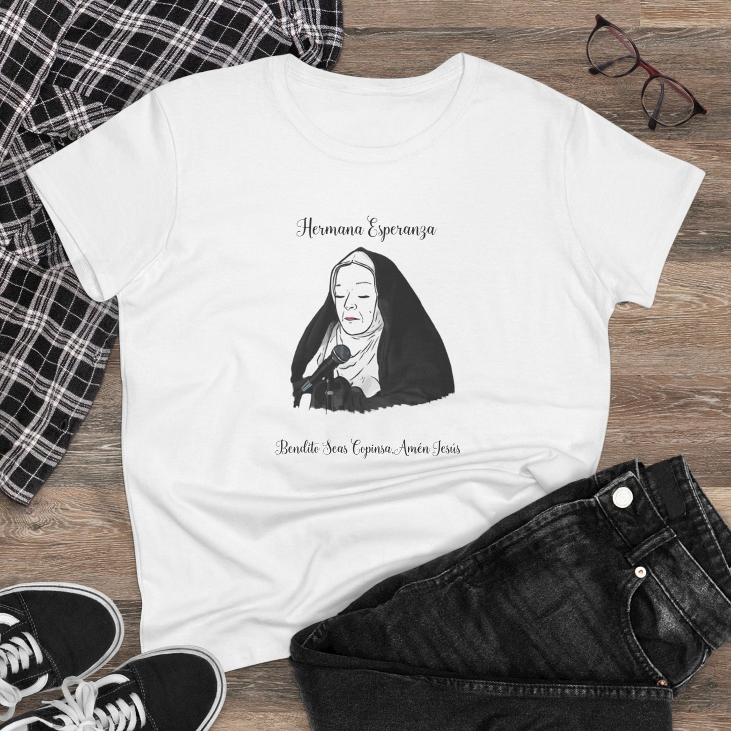 Camiseta para mujer con gráfico de la hermana esperanza estilo vintage