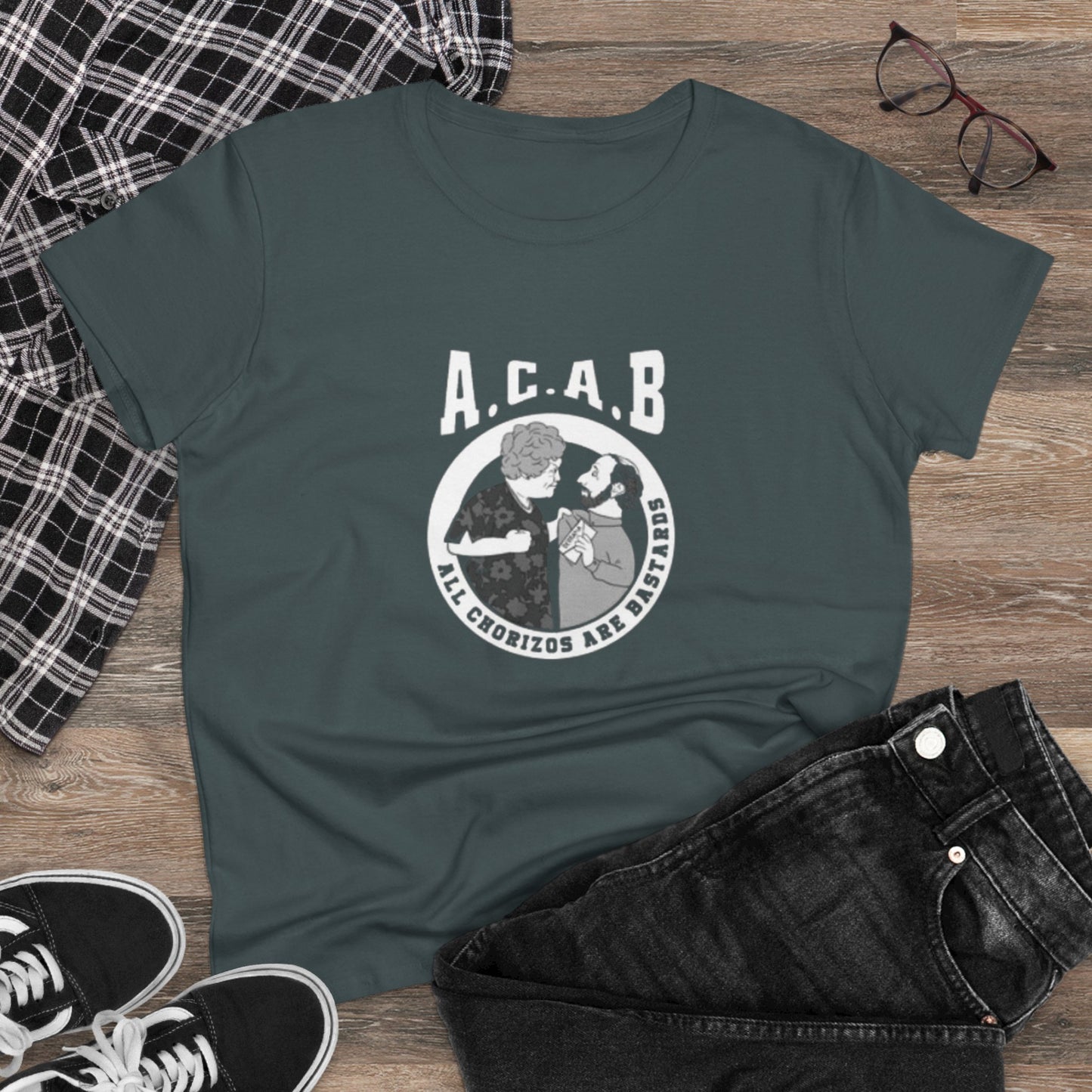 Camiseta de algodón de peso medio para mujer "todos los chorizos son unos bastardos. estilo vintage