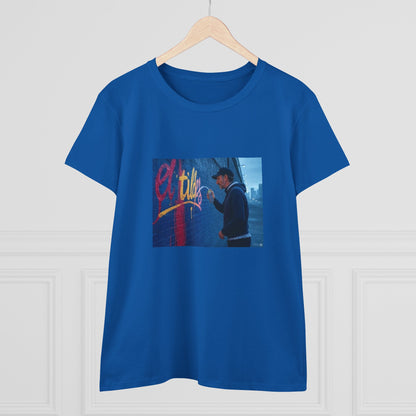 Camiseta de mujer con grafiti urbano, El Tildes estilo vintage